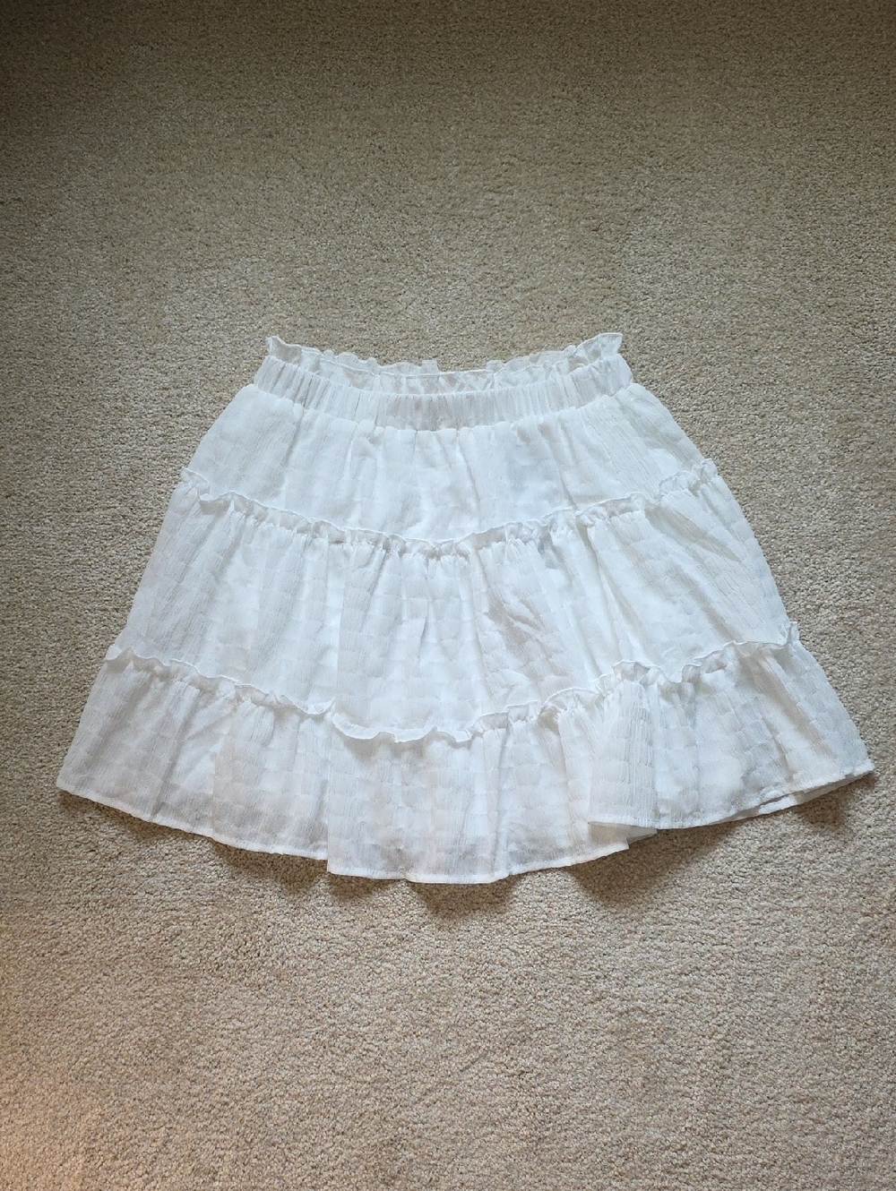 White Tiered Mini Skirt with Elastic Waist